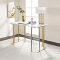 ACME 93102 Estie Writing Desk, White & Gold Finish