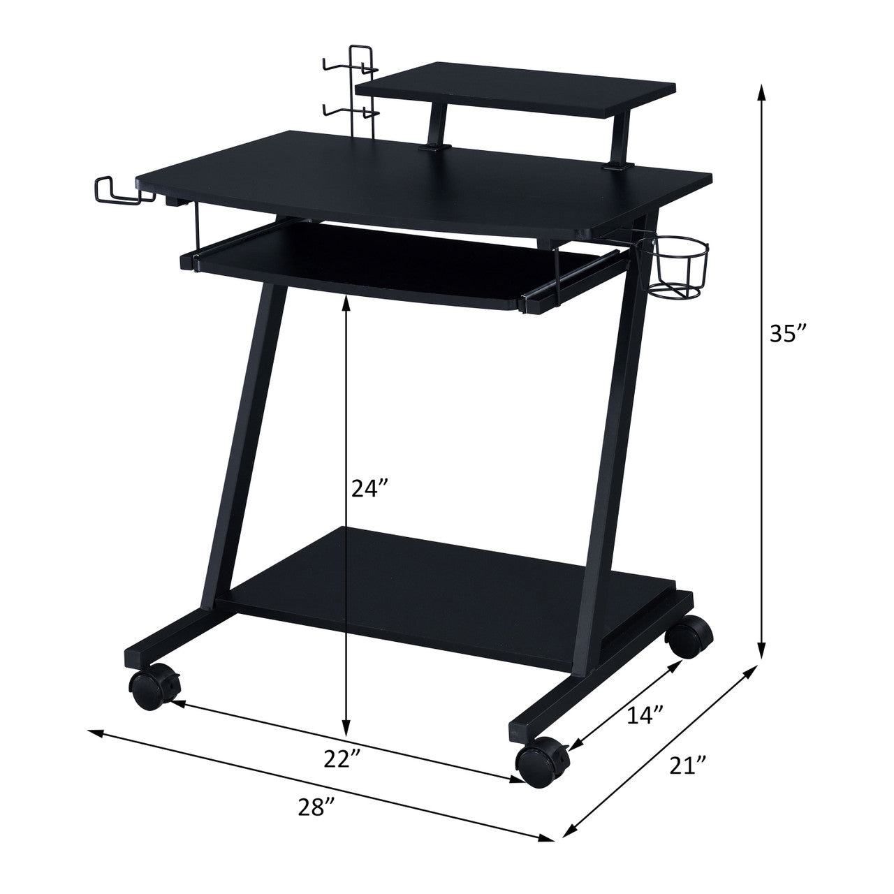 ACME 93127 Ordrees Gaming Table, Black Finish