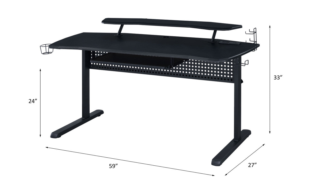 ACME 93132 Vildre Gaming Table with USB Port, Black Finish  6