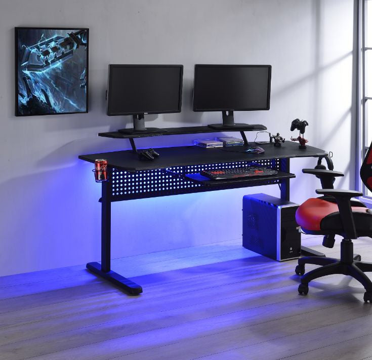 ACME 93132 Vildre Gaming Table with USB Port, Black Finish  5