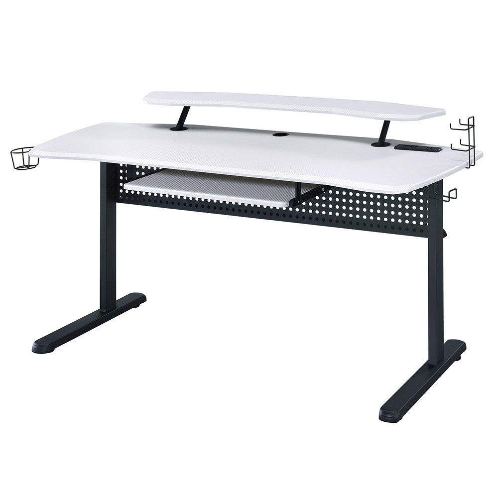 ACME 93134 Vildre Gaming Table with USB Port, Black & White Finish  1
