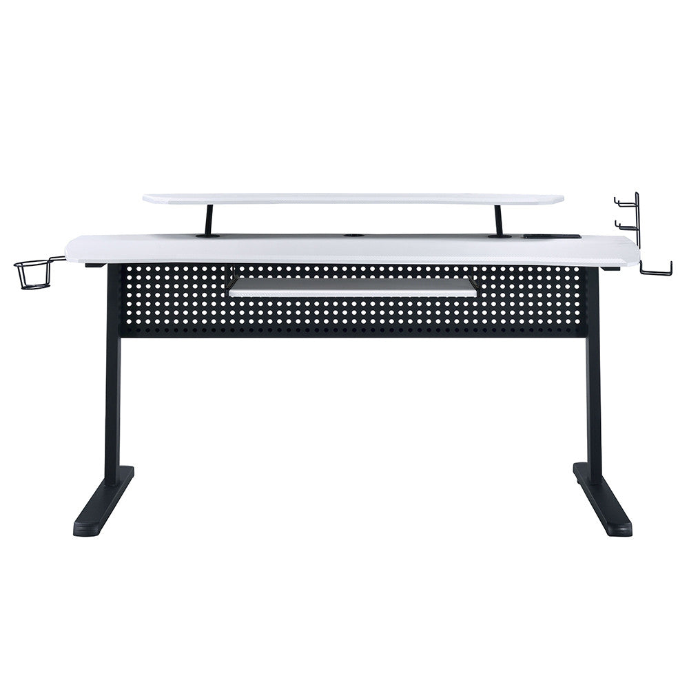ACME 93134 Vildre Gaming Table with USB Port, Black & White Finish  2