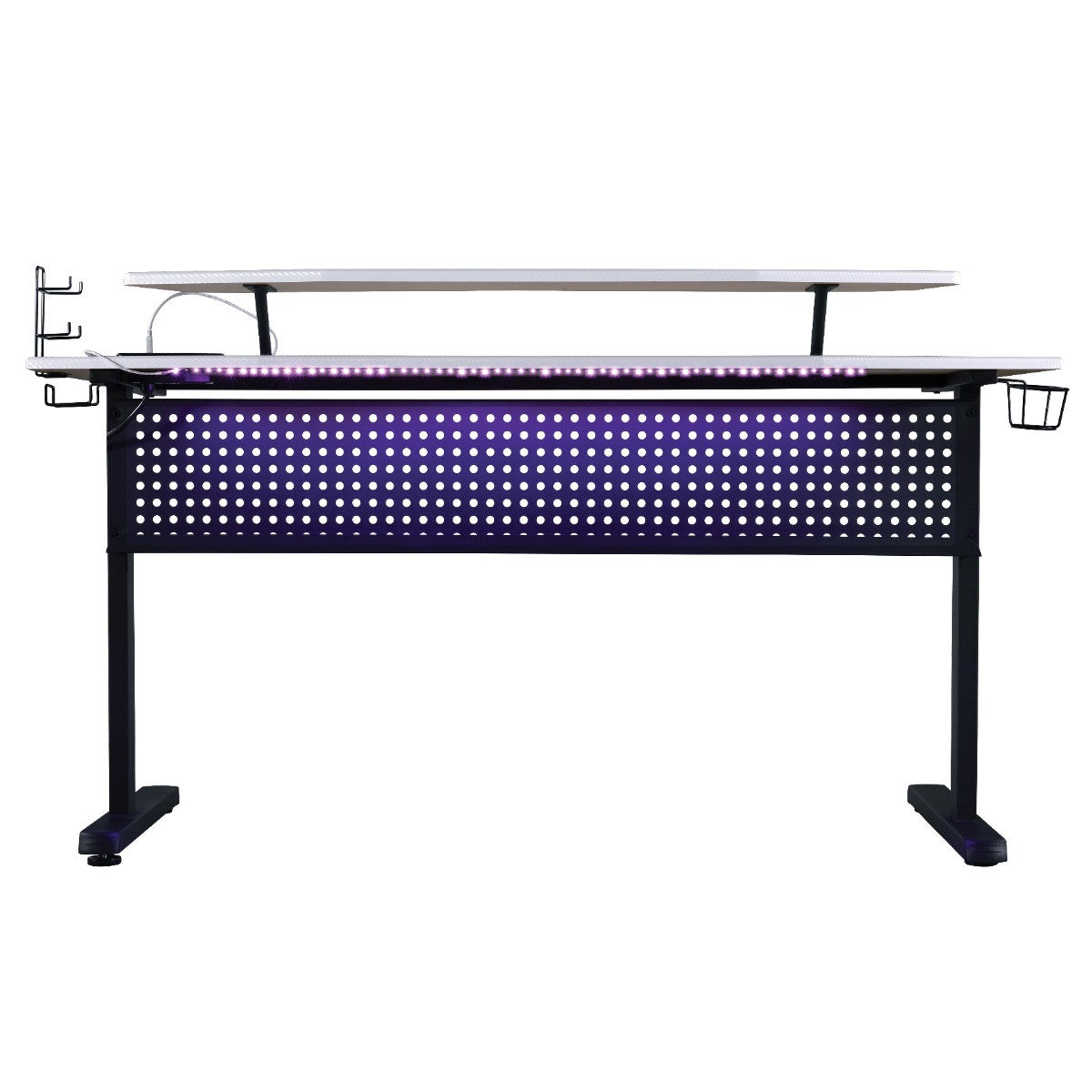 ACME 93134 Vildre Gaming Table with USB Port, Black & White Finish  3