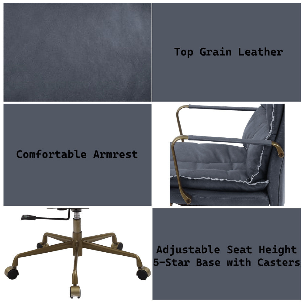 ACME 93165 Tinzud Office Chair, Gray Leather