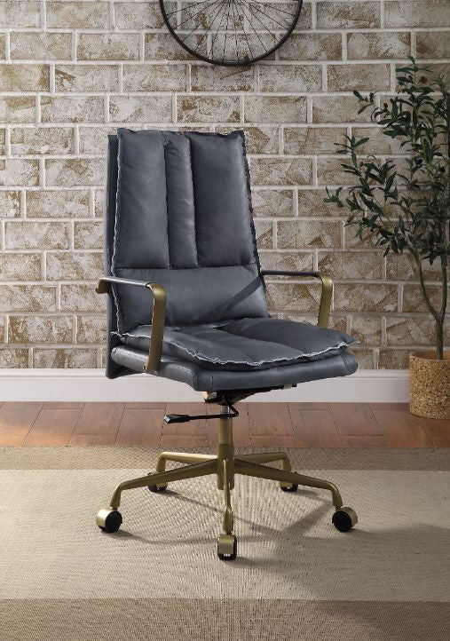 ACME 93165 Tinzud Office Chair, Gray Leather