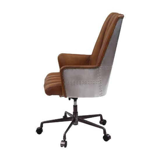 ACME 93176 Salvol Office Chair, Sahara Leather & Aluminum