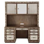 ACME 93790 Orianne Computer Desk & Hutch, Antique Gold (1Set/2Ctn)