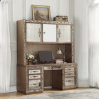 ACME 93790 Orianne Computer Desk & Hutch, Antique Gold (1Set/2Ctn)