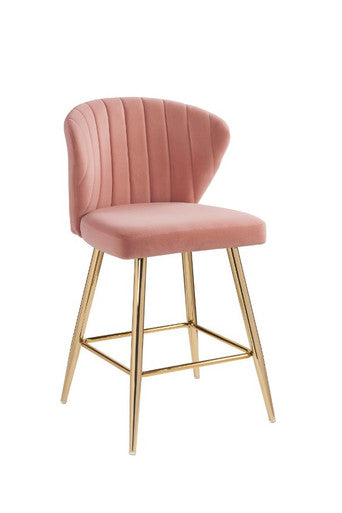 ACME 96090 Rizgek Counter Height Chair, Pink Velvet & Gold Finish