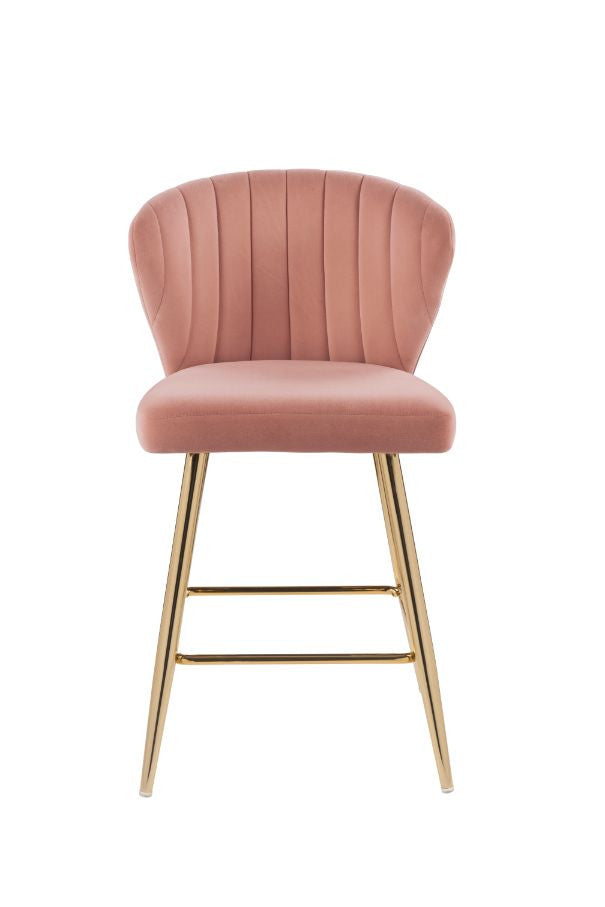 ACME 96090 Rizgek Counter Height Chair, Pink Velvet & Gold Finish