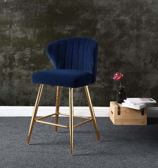 ACME 96092 Rizgek Counter Height Chair, Blue Velvet & Gold Finish