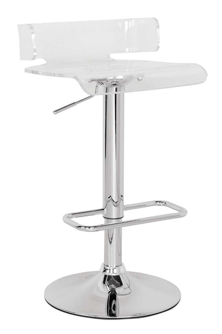 ACME 96260 Rania Adjustable Stool with Swivel, Clear & Chrome, 22"~31" Seat Height