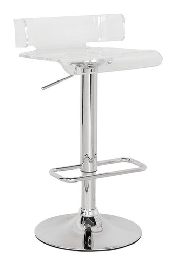 ACME 96260 Rania Adjustable Stool with Swivel, Clear & Chrome, 22"~31" Seat Height