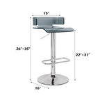 ACME 96261 Rania Adjustable Stool with Swivel, Gray & Chrome, 22"~31" Seat Height