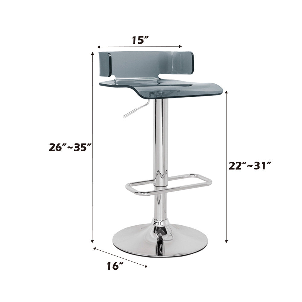 ACME 96261 Rania Adjustable Stool with Swivel, Gray & Chrome, 22"~31" Seat Height