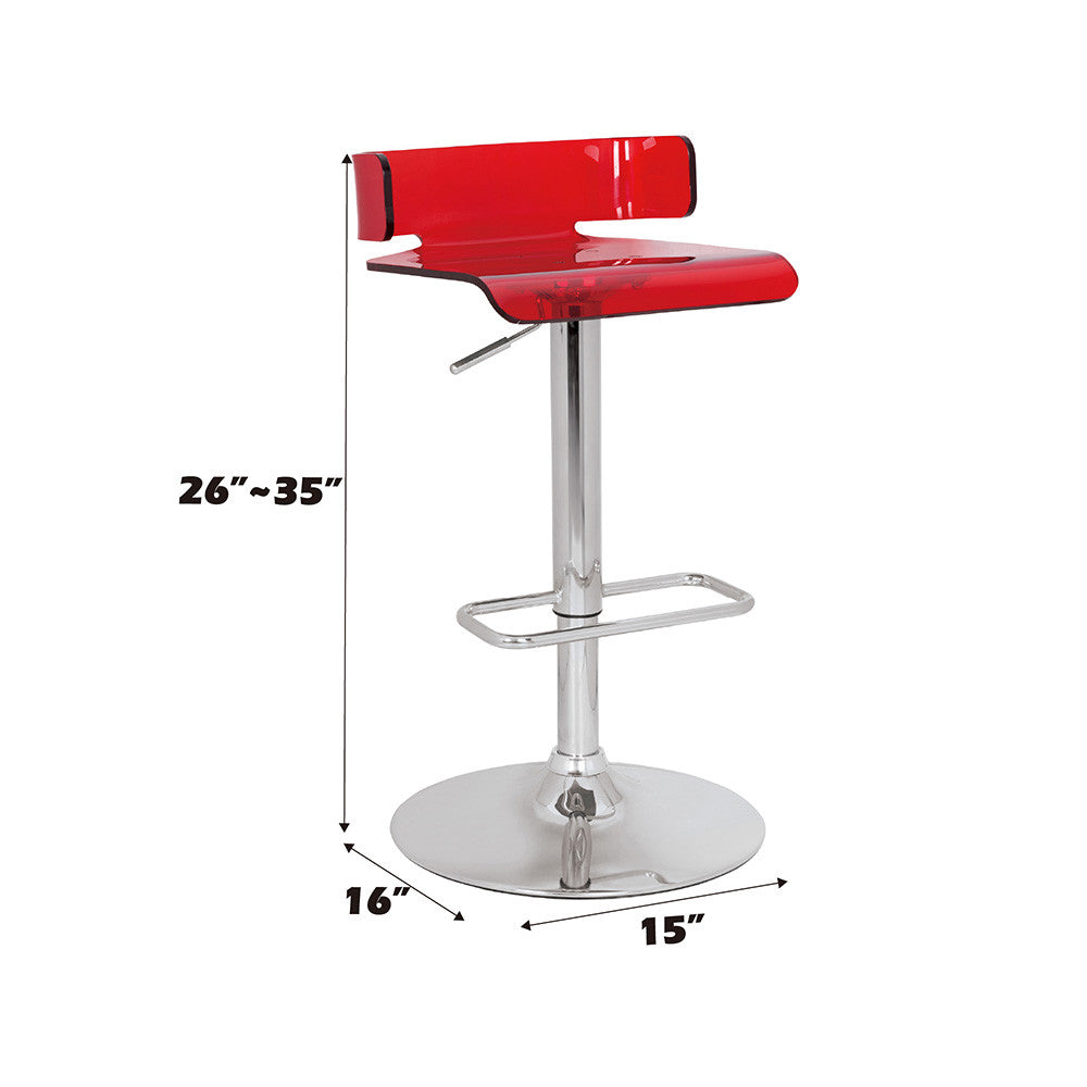 ACME 96262 Rania Adjustable Stool with Swivel, Red & Chrome, 22"~31" Seat Height