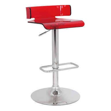 ACME 96262 Rania Adjustable Stool with Swivel, Red & Chrome, 22"~31" Seat Height