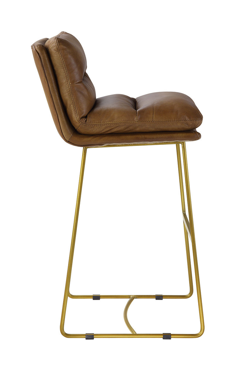 ACME 96401 Alsey Bar Chair (1 Piece), Saddle Brown Top Grain Leather