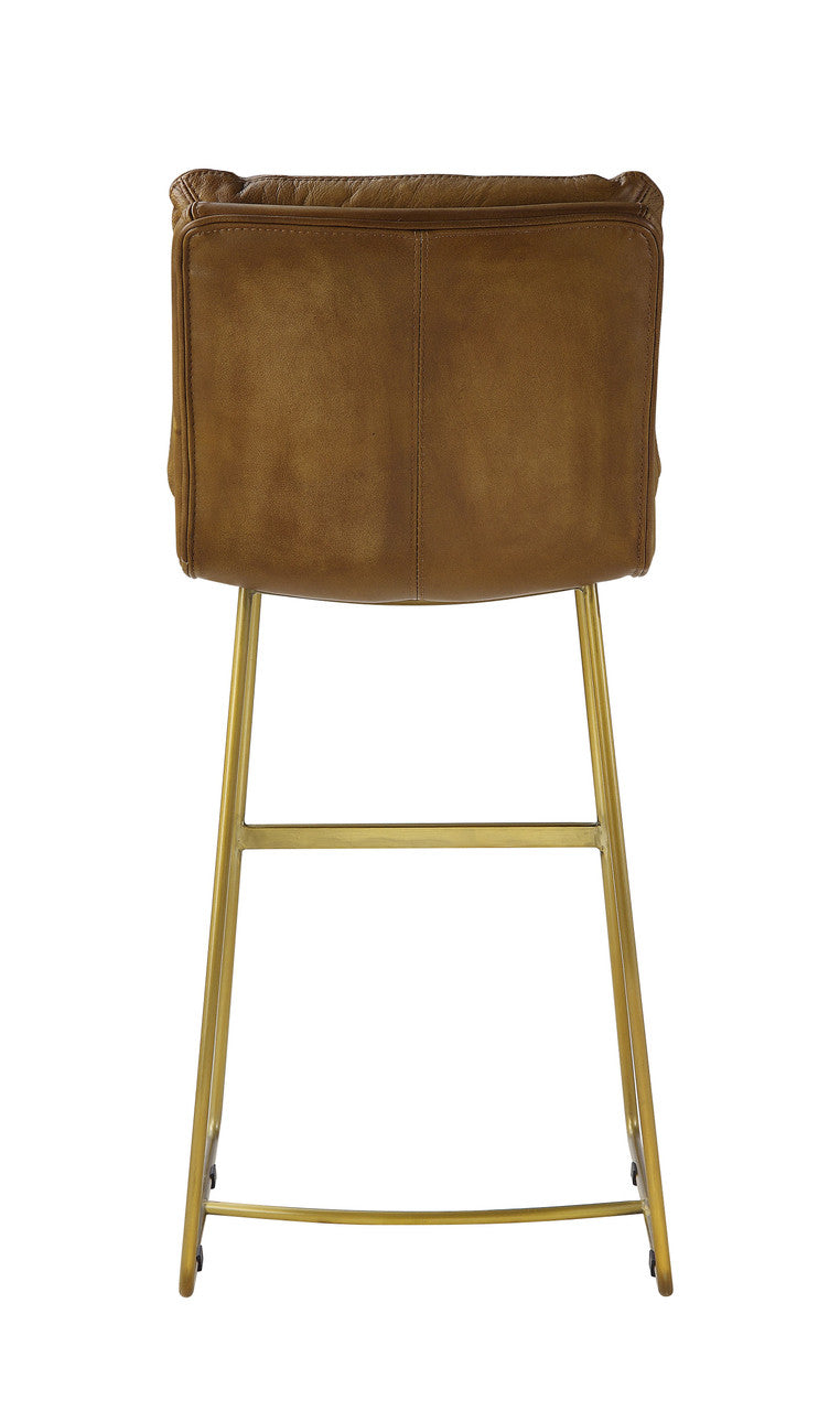 ACME 96401 Alsey Bar Chair (1 Piece), Saddle Brown Top Grain Leather