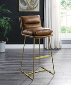 ACME 96401 Alsey Bar Chair (1 Piece), Saddle Brown Top Grain Leather