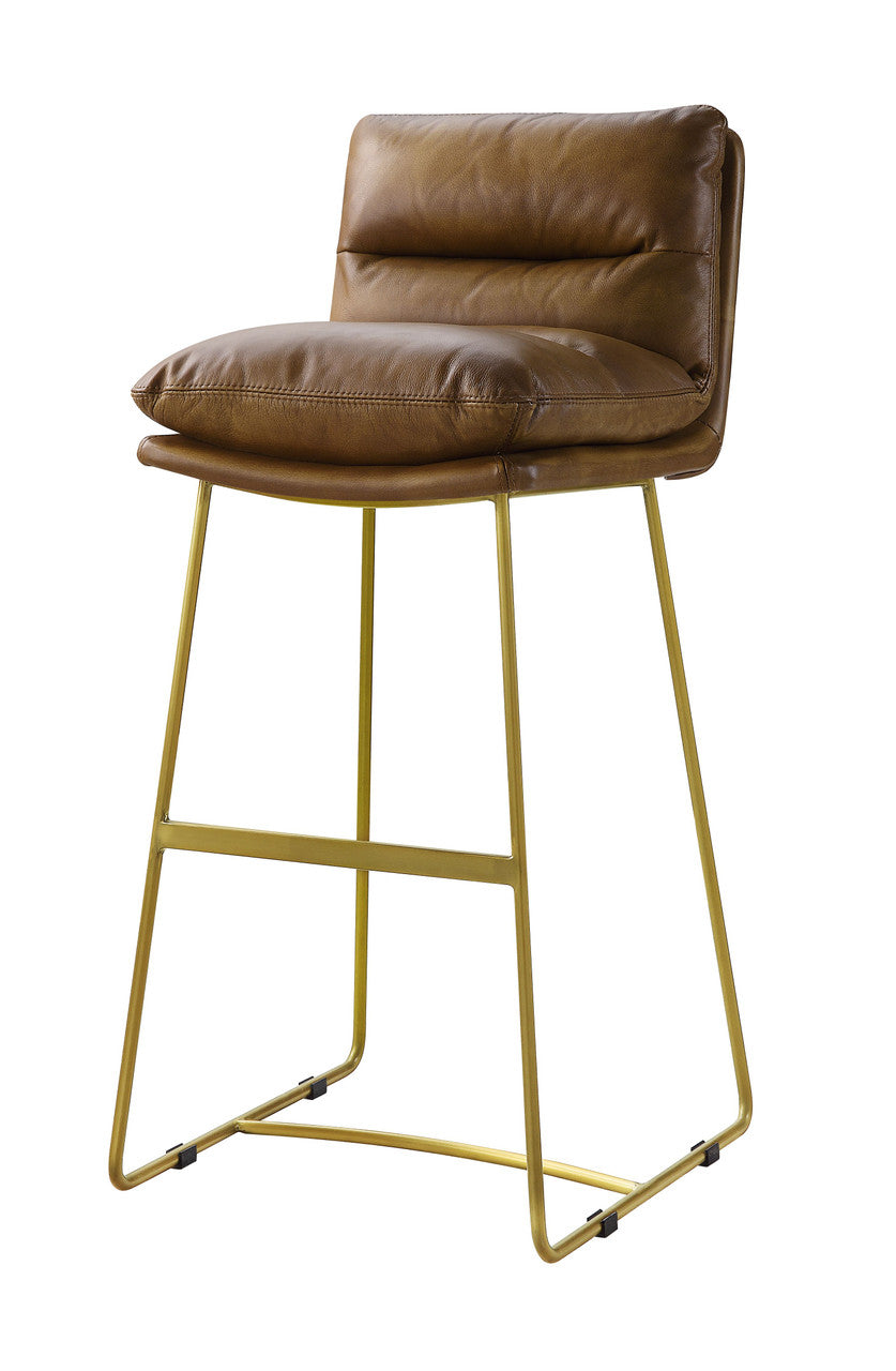 ACME 96401 Alsey Bar Chair (1 Piece), Saddle Brown Top Grain Leather