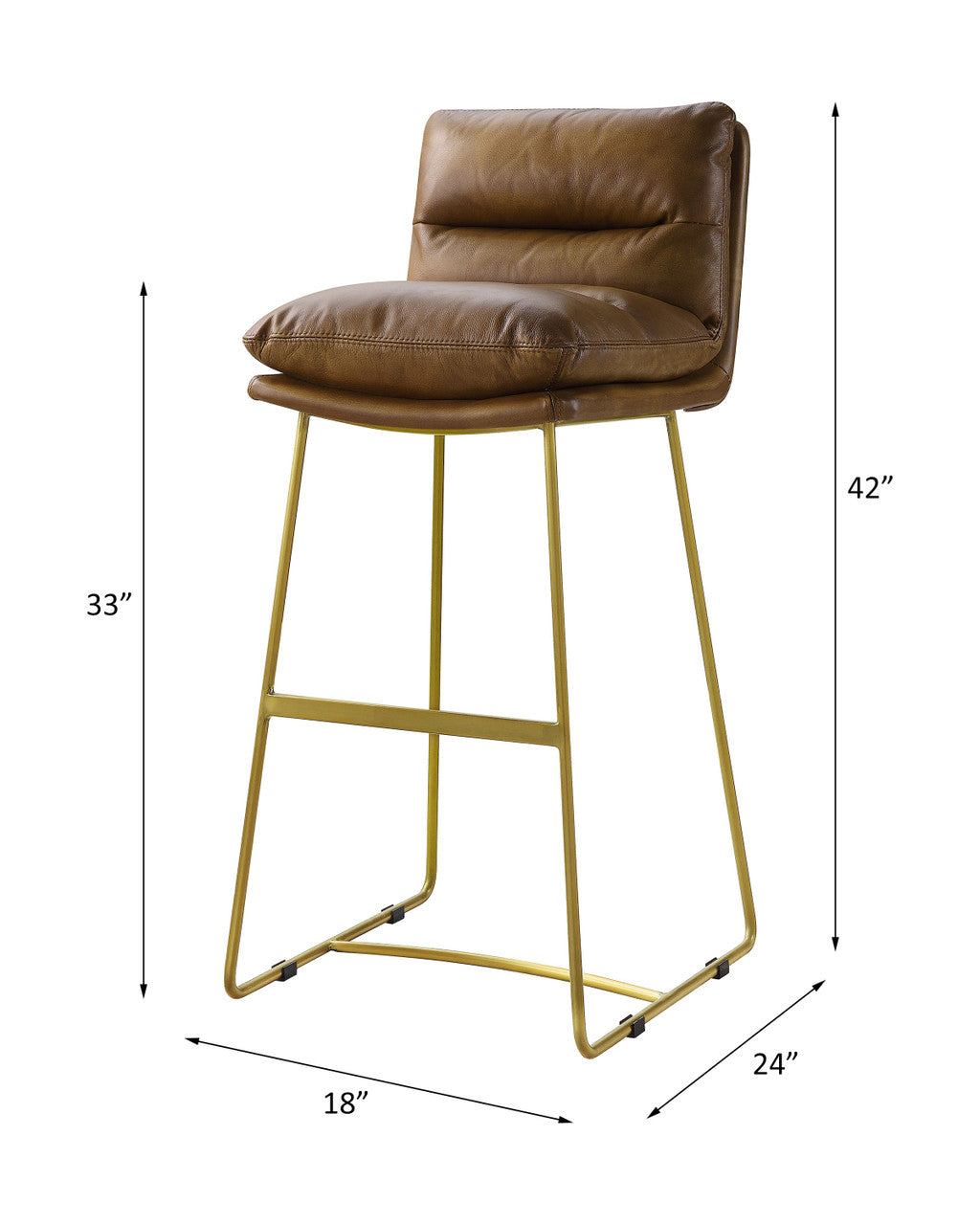 ACME 96401 Alsey Bar Chair (1 Piece), Saddle Brown Top Grain Leather