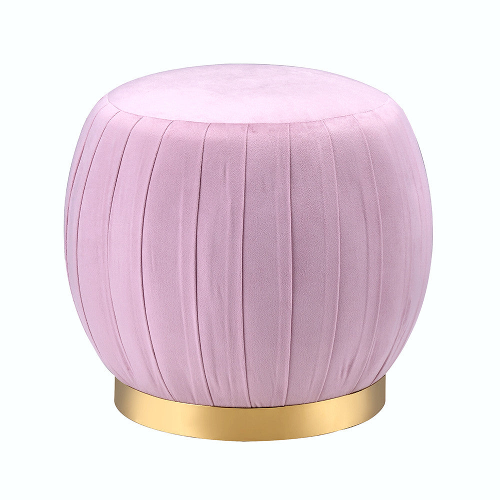 ACME 96448 Zinnia Ottoman, Pink Carnation Velvet & Gold  1