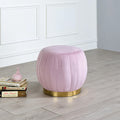ACME 96448 Zinnia Ottoman, Pink Carnation Velvet & Gold