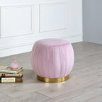 ACME 96448 Zinnia Ottoman, Pink Carnation Velvet & Gold