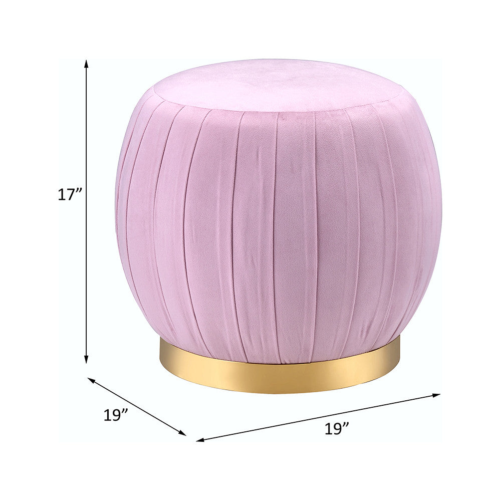 ACME 96448 Zinnia Ottoman, Pink Carnation Velvet & Gold  2