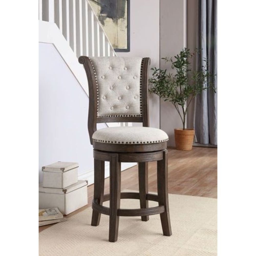 ACME 96455 Glison Counter Height Chair, Beige Fabric & Walnut