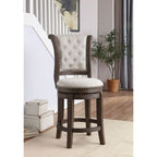 ACME 96455 Glison Counter Height Chair, Beige Fabric & Walnut