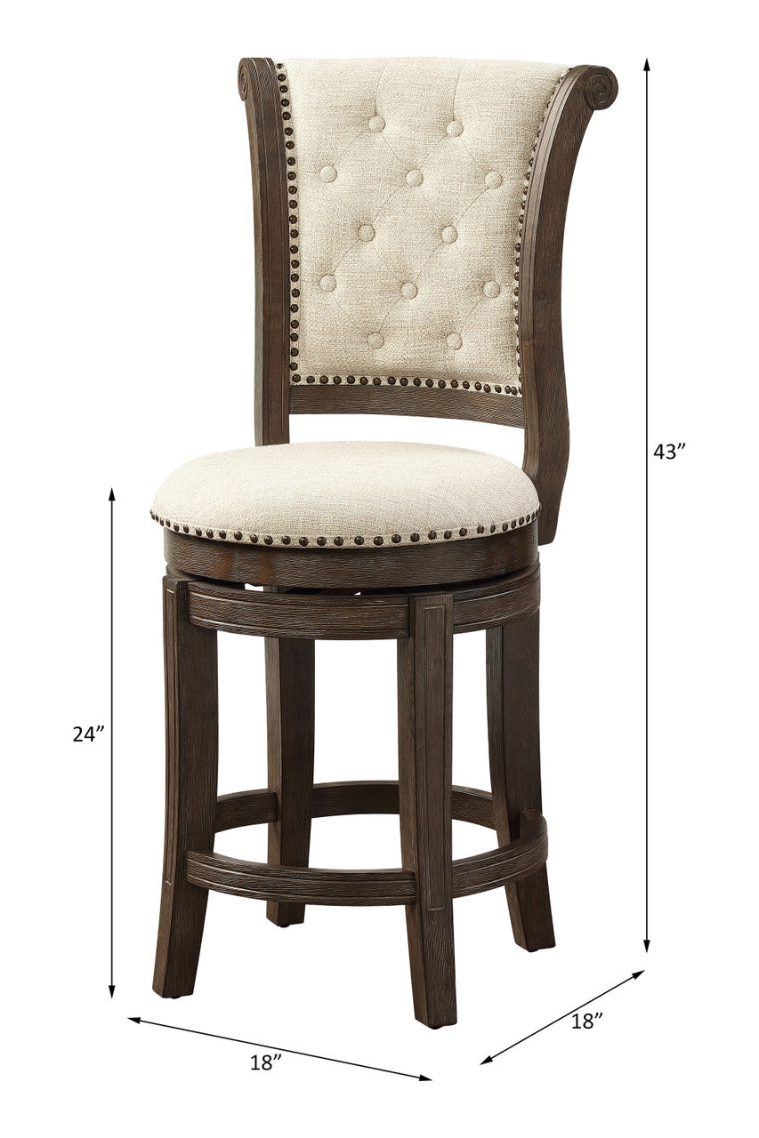 ACME 96455 Glison Counter Height Chair, Beige Fabric & Walnut