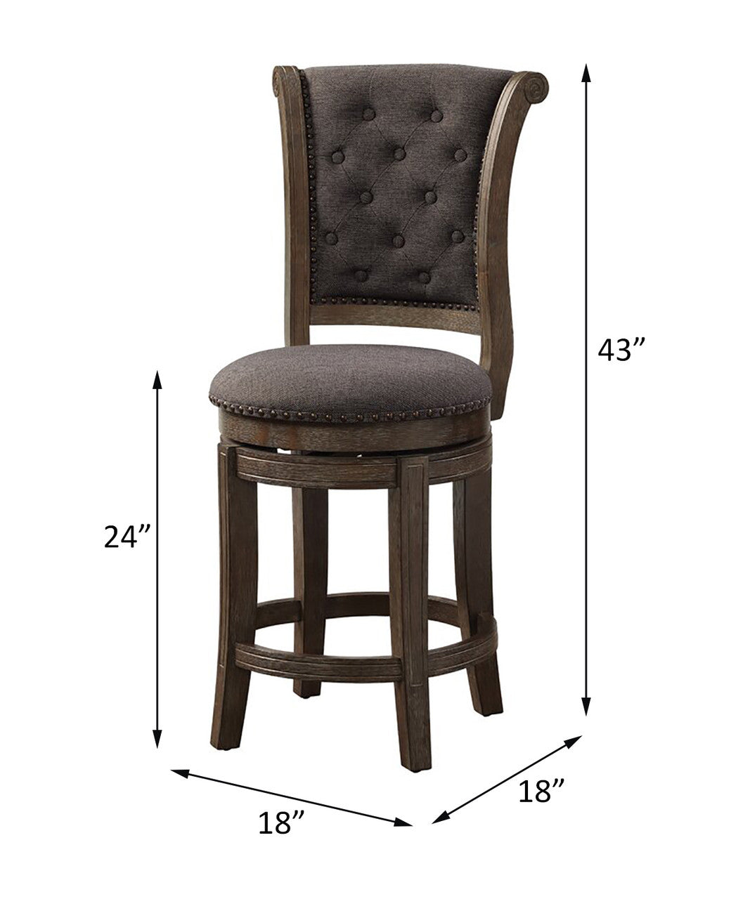 ACME 96456 Glison Counter Height Chair, Charcoal Fabric & Walnut