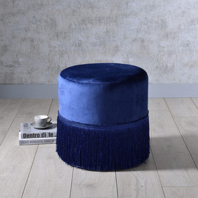 ACME 96466 Clivia Ottoman, Midnight Blue Velvet