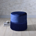 ACME 96466 Clivia Ottoman, Midnight Blue Velvet