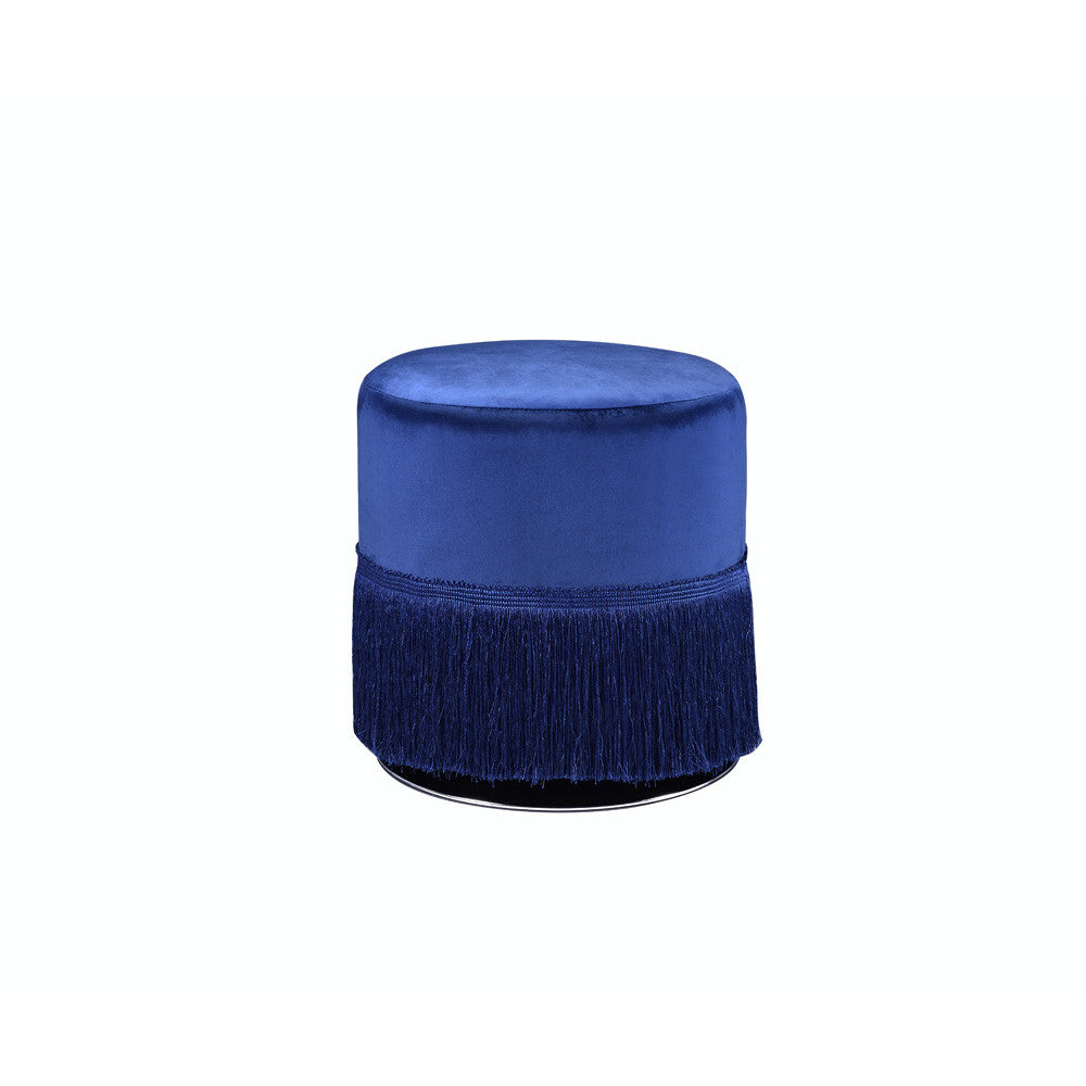 ACME 96466 Clivia Ottoman, Midnight Blue Velvet