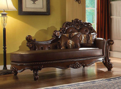 ACME 96491 Vendome Chaise with 2 Pillows, PU & Cherry