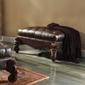ACME 96538 Versailles Ottoman, 2-Tone Dark Brown PU & Cherry Oak