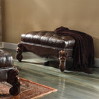 ACME 96538 Versailles Ottoman, 2-Tone Dark Brown PU & Cherry Oak