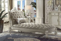 ACME 96542 Versailles Chaise with 1 Pillow, Vintage Gray PU & Bone White