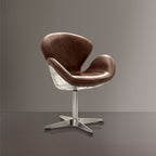 ACME 96553 Brancaster Accent Chair with Swivel (1 Piece), Retro Brown Top Grain Leather & Aluminum, 22" Seat Height