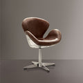ACME 96553 Brancaster Accent Chair with Swivel (1 Piece), Retro Brown Top Grain Leather & Aluminum, 22" Seat Height