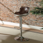ACME 96556 Brancaster Adjustable Stool with Swivel (1 Piece), Vintage Brown Top Grain Leather & Aluminum, 24"~34" Seat Height