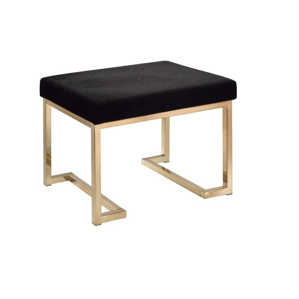 ACME 96597 Boice Ottoman, Black Fabric & Champagne