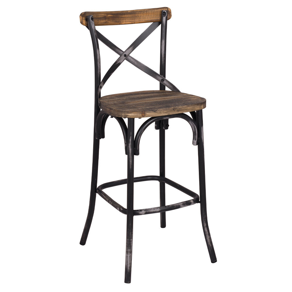 ACME 96640 Zaire Bar Chair (1 Piece), Antique Black & Antique Oak, 29" Seat Height  1