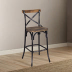 ACME 96640 Zaire Bar Chair (1 Piece), Antique Black & Antique Oak, 29" Seat Height
