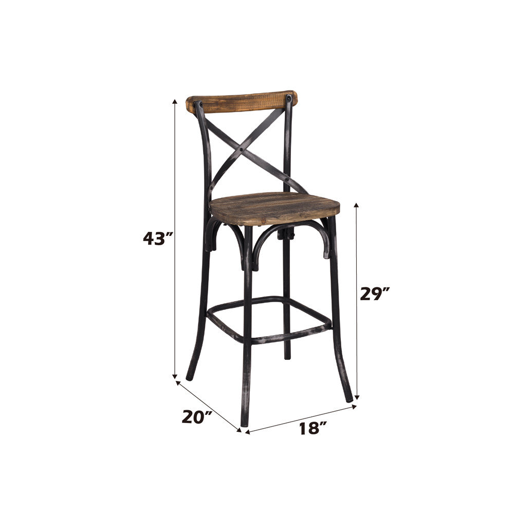 ACME 96640 Zaire Bar Chair (1 Piece), Antique Black & Antique Oak, 29" Seat Height  5