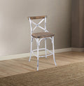 ACME 96642 Zaire Bar Chair (1 Piece), Antique White & Antique Oak, 29" Seat Height