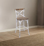 ACME 96642 Zaire Bar Chair (1 Piece), Antique White & Antique Oak, 29" Seat Height